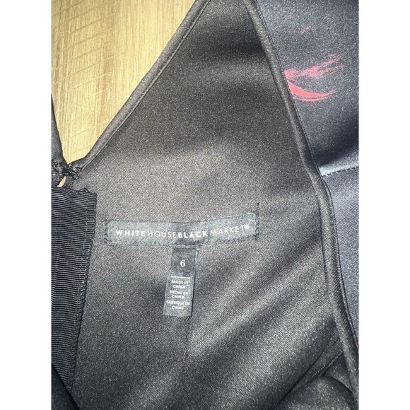 WHBM White House Black Market Dress Black Feather Print Scuba Mini Dress Size 6 - Picture 6 of 13